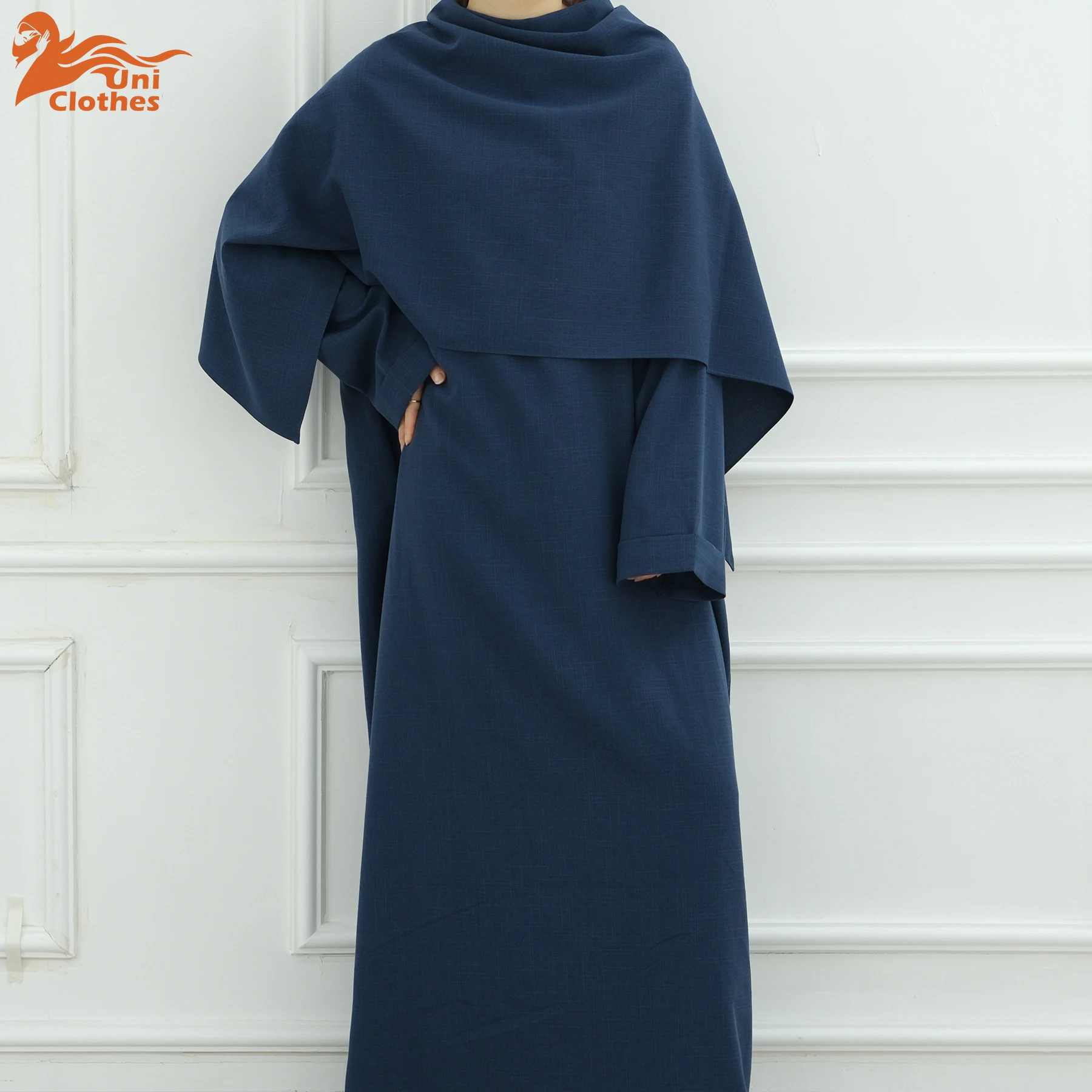 UNI فستان حفلة عيد وشاح المرأة المسلمة 2 قطعة مجموعة طويلة الأكمام جلابية رمضان فساتين طويلة Vestidos Largos قفطان رداء عربي