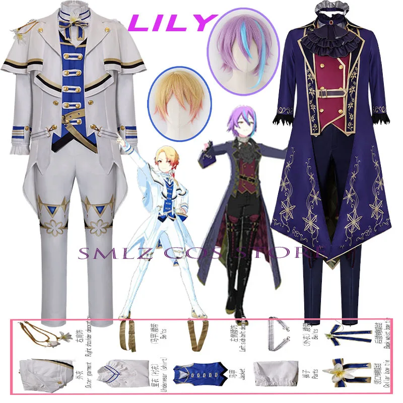 

2026 Newly Black Lily Kamishiro Rui White Lily Tenma Tsukasa Cosplay Anime PJSK Costume Uniform Wig Outfit for Man Party Play