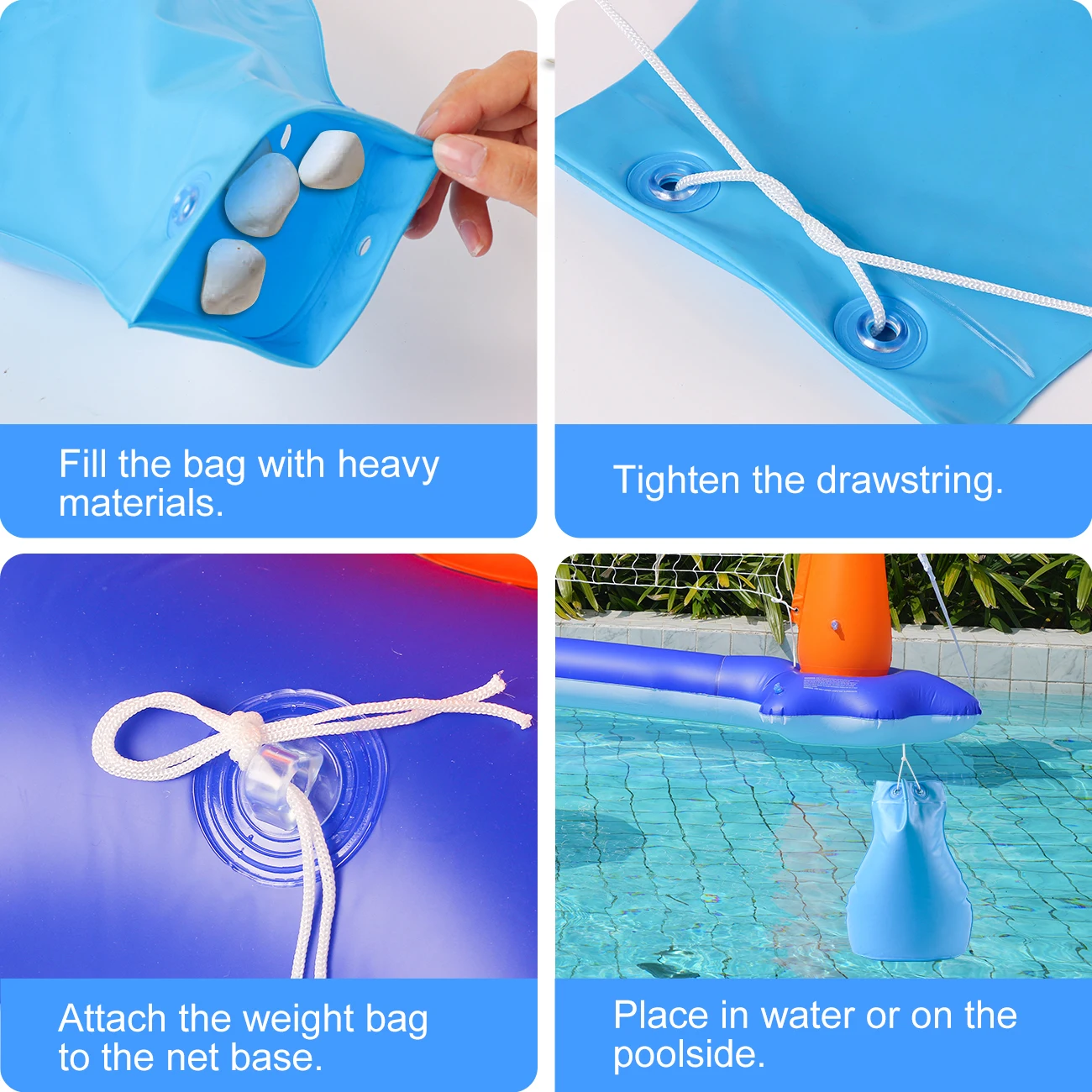 1 szt. Nadmuchiwany kosz do koszykówki wodnej 2 w 1 i siatka do siatkówki - Wytrzymały zestaw sportowy do basenu z PVC dla dorosłych i dzieci