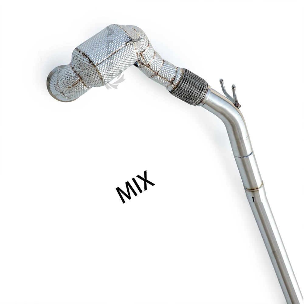 

Для Audi TTS quattro 8S 2.0T 2014-2018 304 SS Catted Downpipe Свободный поток выхлопной трубы Система труб Racing Enhancement Автозапчасти