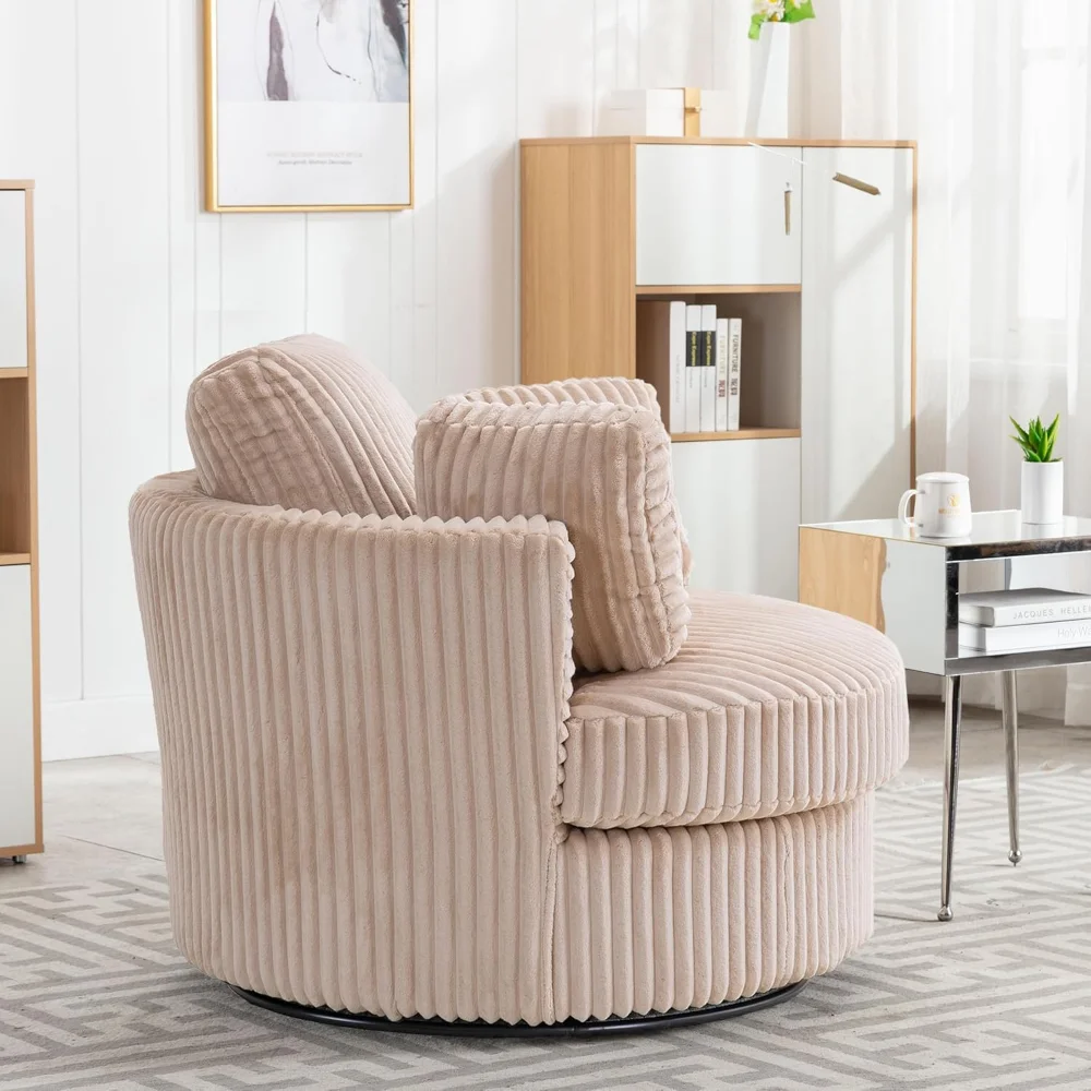 

Swivel Accent Barrel Chair Oversized Modern Akili Upholstered Sofa Lounge Club Leisure Chair Round Chair for Hotel Living Room
