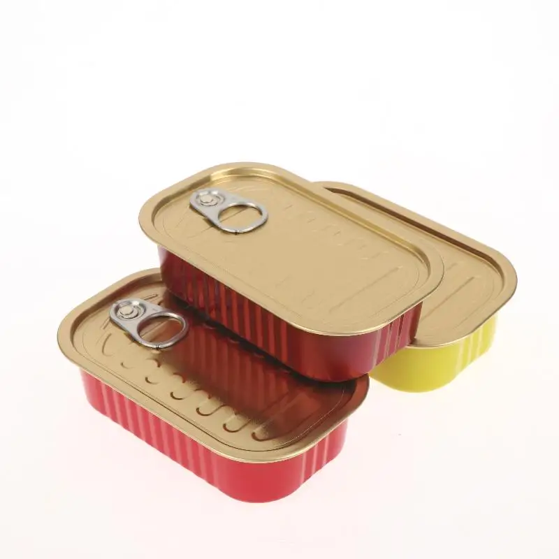 2Pcs Metal Rectangular Empty Mini Tin Box Sealed Food Can With Pull Ring Cover Multipurpose Small Organizer Storage Box