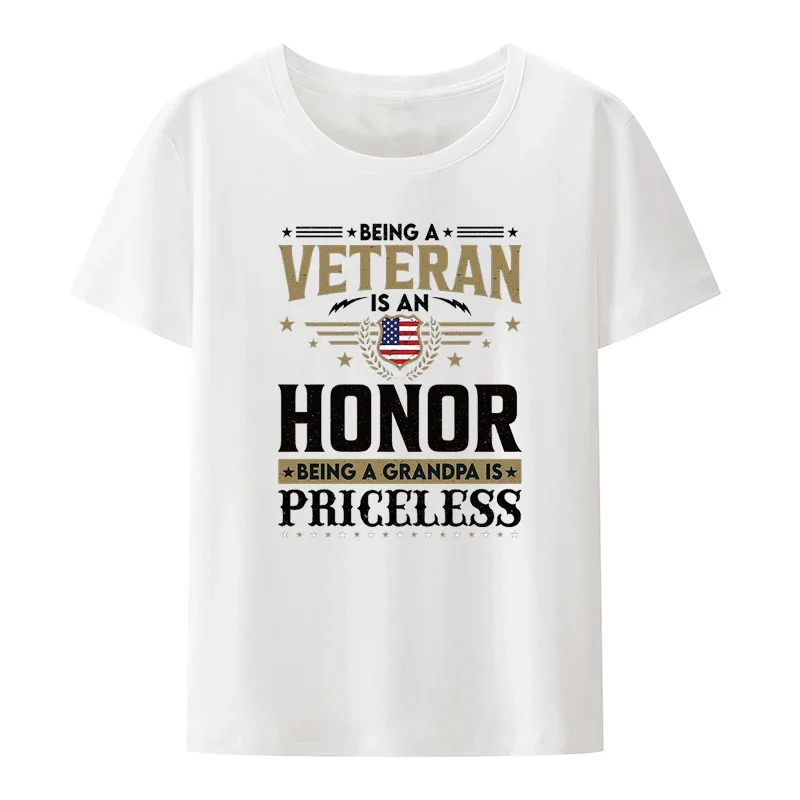 Being A Is An Honor Being A Grandpa Is Priceless Modal Print T Shirt Men Summer Short Sleeve O-neck Novelty Loose Streetwear