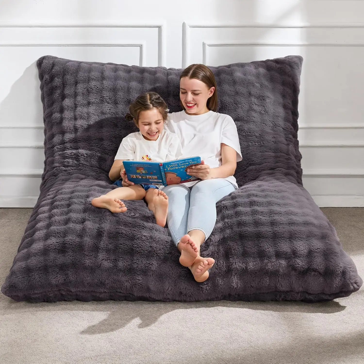 

3-in-1 Giant Bean Bag Chair with Memory Foam and Washable Cover for Living Room, Bedroom, or Dorm