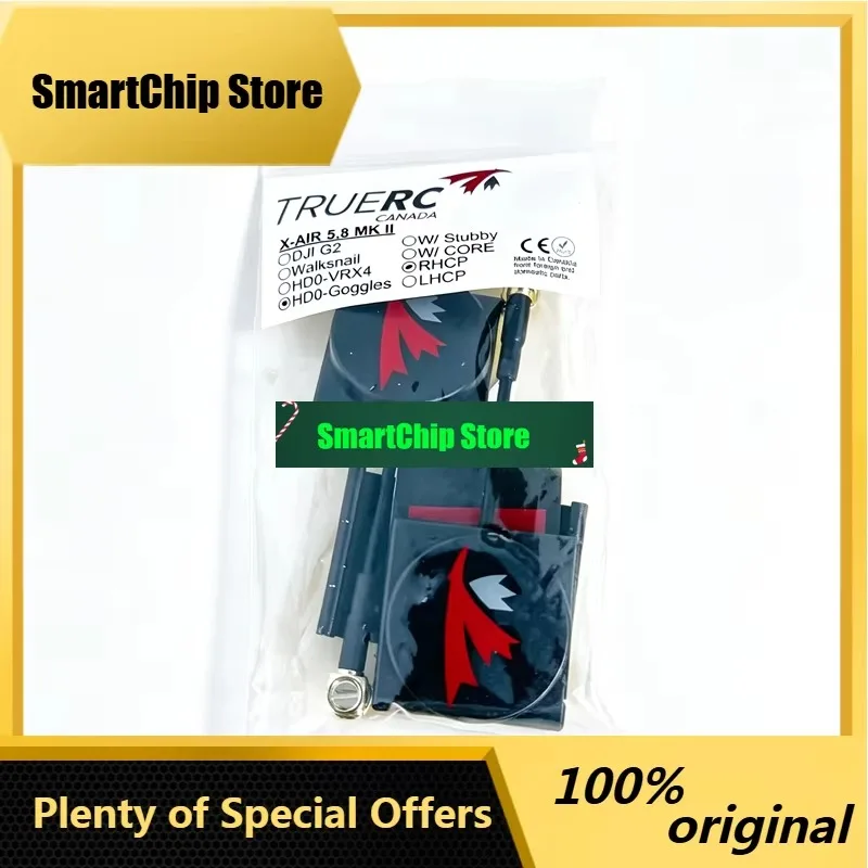 SmCpTrueRC X-Air 5.8GHz Antenna Pair, RHCP, 5.1-6.7GHz Bandwidth, SMA Male For FPV Goggles