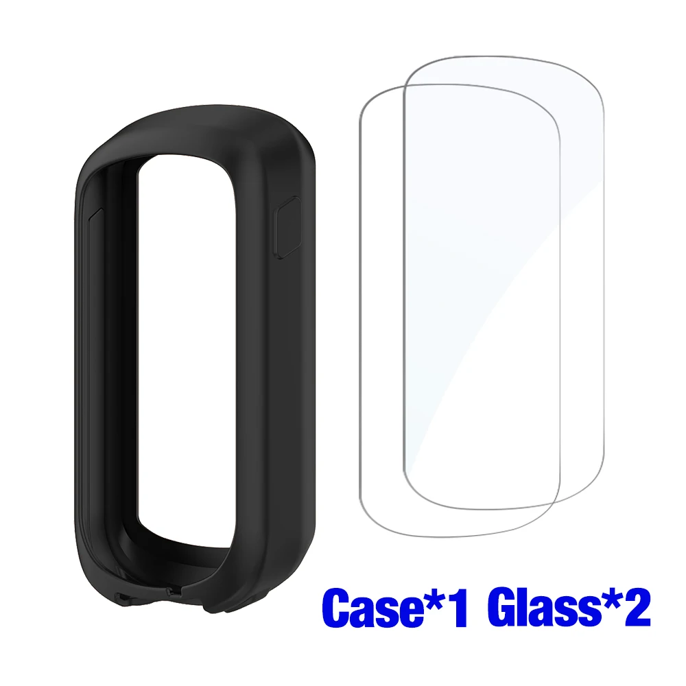 Glass+Case for Garmin Edge Explore 2 Screen Protector Tempered Glass&Soft Silicone Protective Bumper Cover Explore2 Accessories