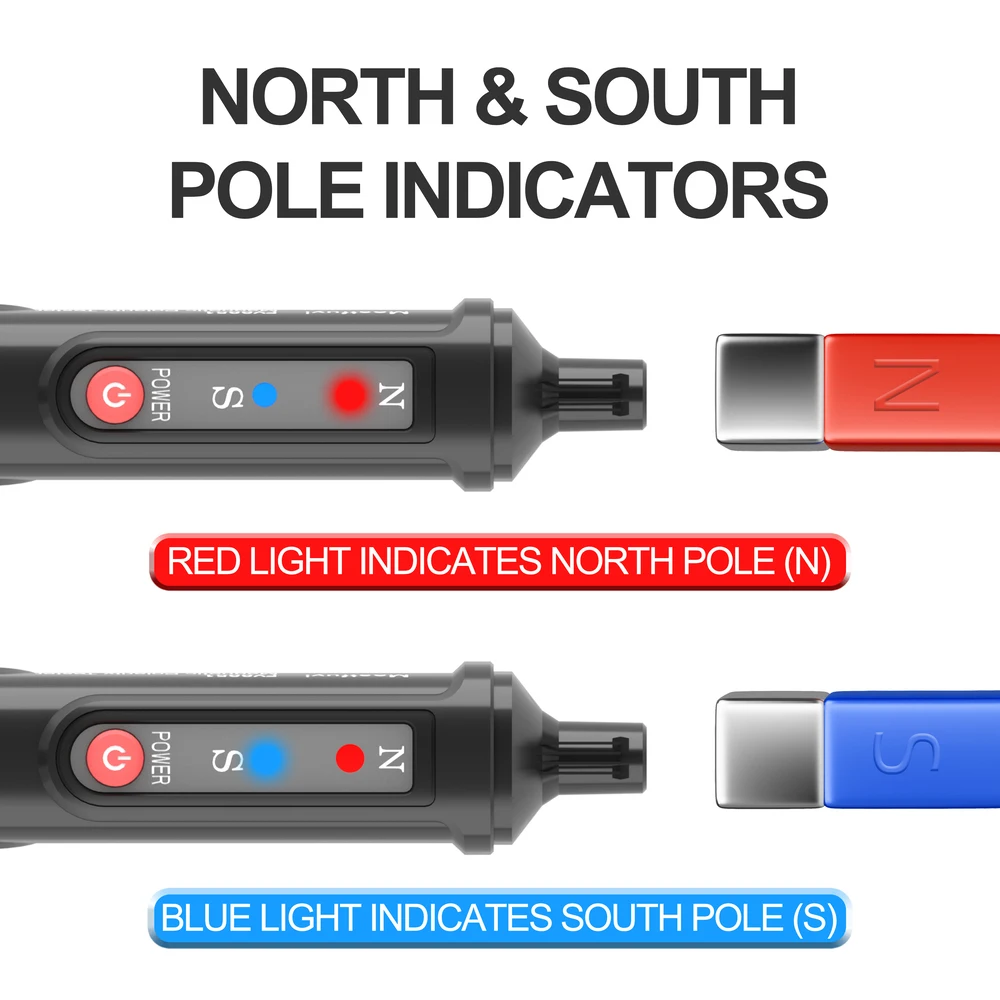 MASTFUYI FY8851 Magnetic Polarity Tester N/S Pole Identify Tool North & South Magnetic Pole Identifier Magnet Detector