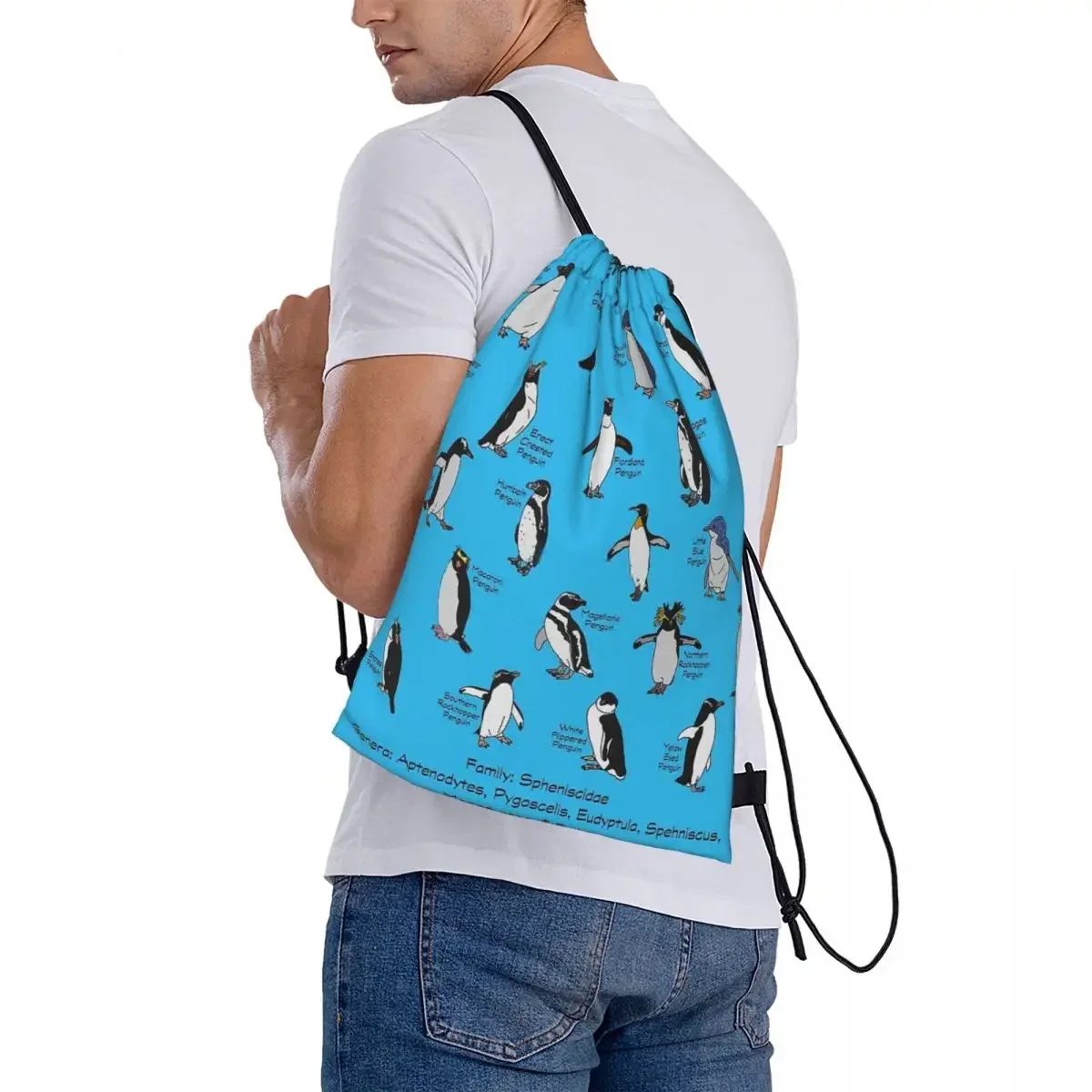 Sacs à dos de pingouins portables pour hommes et femmes, sacs de proximité WString, sac de rangement de poche Bundle, sac à livres d'école, mode