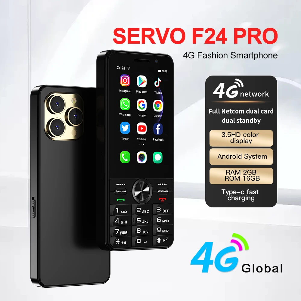 スマートフォン,4G,LTE,SERVO-F24インチ画面,Android,2GB RAM, 16GB ROM, Playストア,GPS,スマートキーボード,公式,3.5 Pro