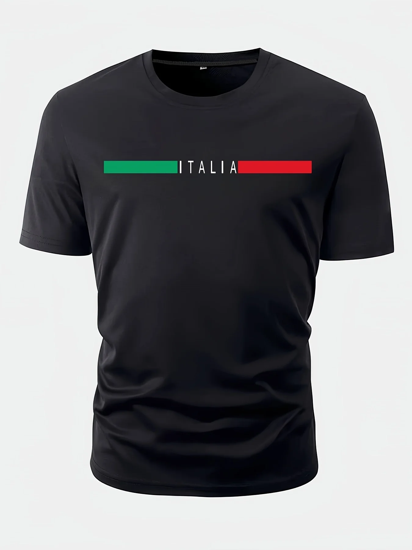 

Italia Print, Men's Graphic Design Crew Neck Active T-shirt, Men's Clothing Tops For Daily Gym Workout Running