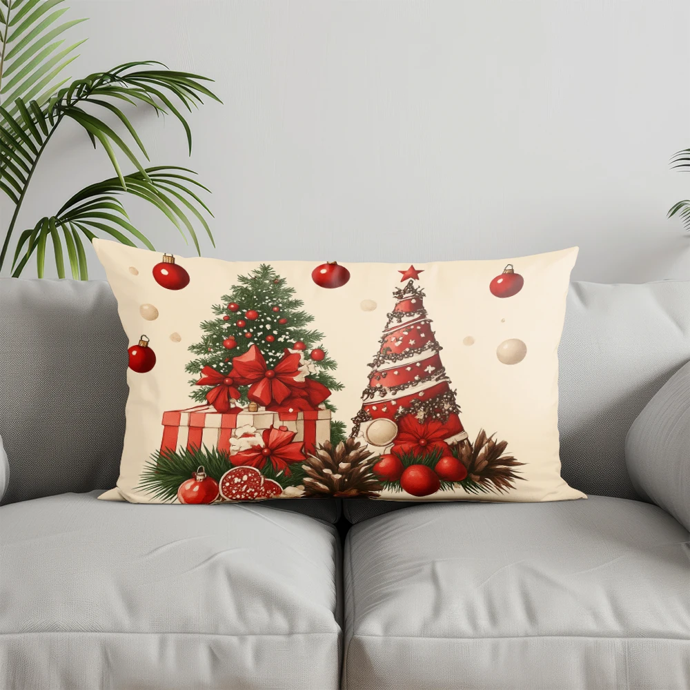 ديكور المنزل رجل الثلج والهدايا وسادة عيد الميلاد مناسبة للأريكة غرفة نوم غطاء وسادة السيارة وسادة الظهر المستطيلة #4