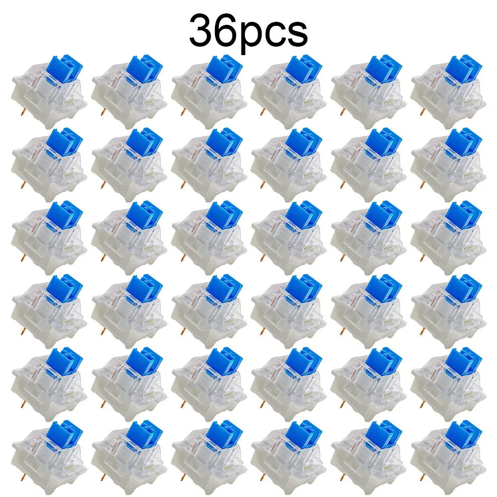 36 Stück mechanische Tastaturschalter, blau, rot, schwarz, 3-polig, taktile Schalter, Kreuzstiel für mechanische Tastatur