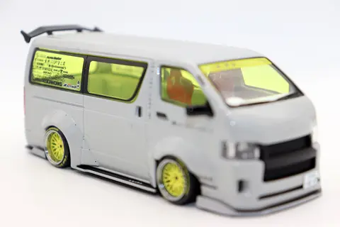 Matel Models Hobby 43 1/43 Skala Hiace Widebody Diecast Legering Leksaksbilar För Samlarpresent 10 best sales gjuten Hiac - №7