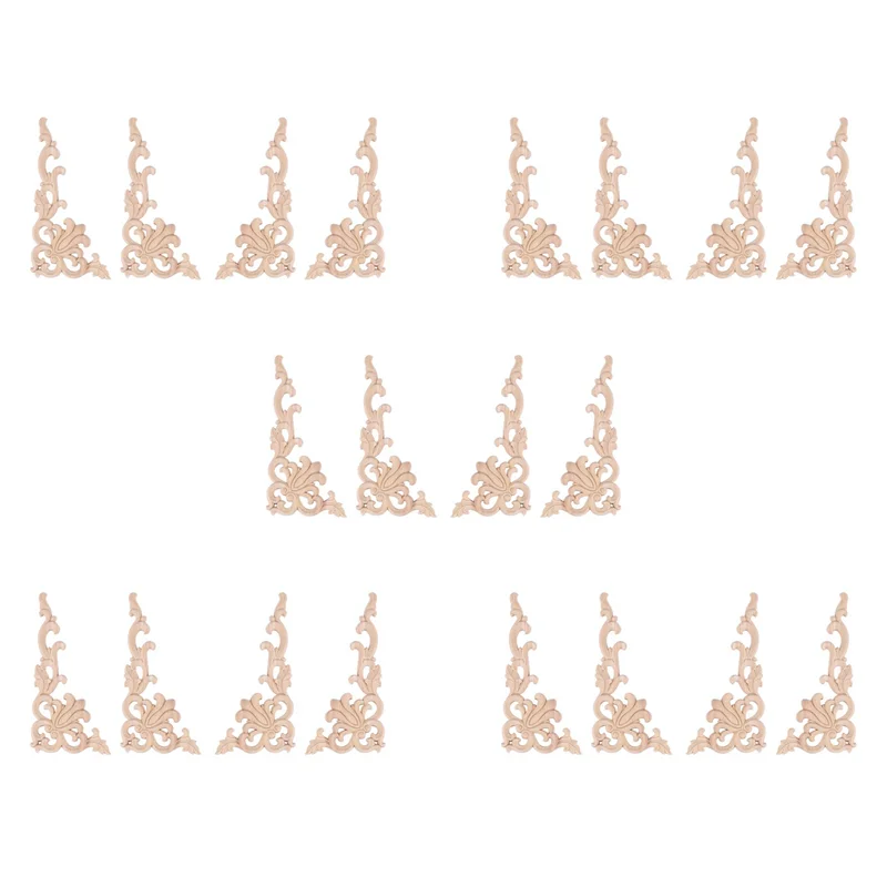 

T98C-20Pcs European Floral Craft Furniture Decorative Carved Applique Wood Modern Wall Frame Corner Door