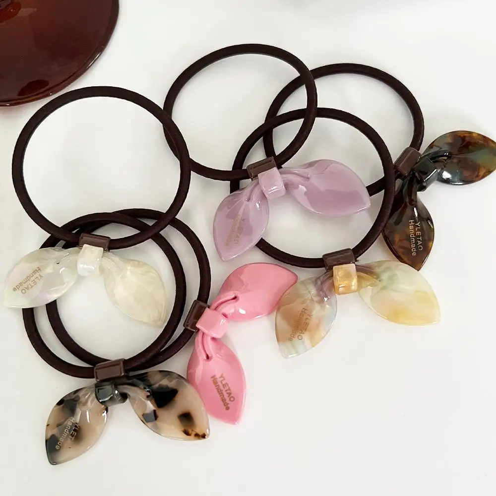 

Sweet Acetate Bowknot Hair Ties Women Girls Elastic Ponytail Holders Rubber Band With Leopard Print Rabbit Ears