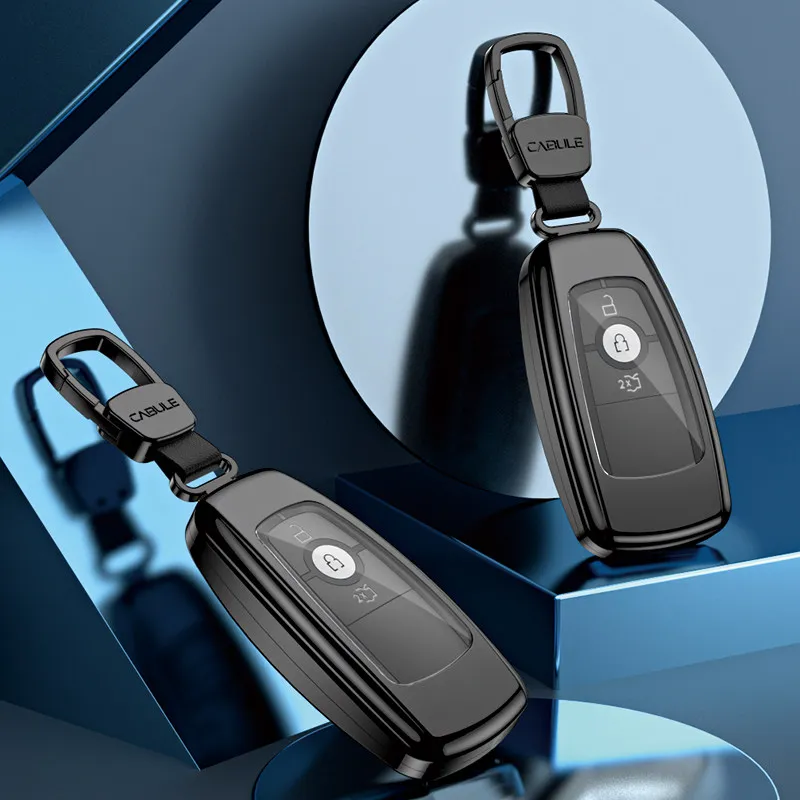 Metal Car Key Case Cover For 2025 Ford Edge L Zinc Alloy Full Protection Remote Key Fob Shell Auto Accessories