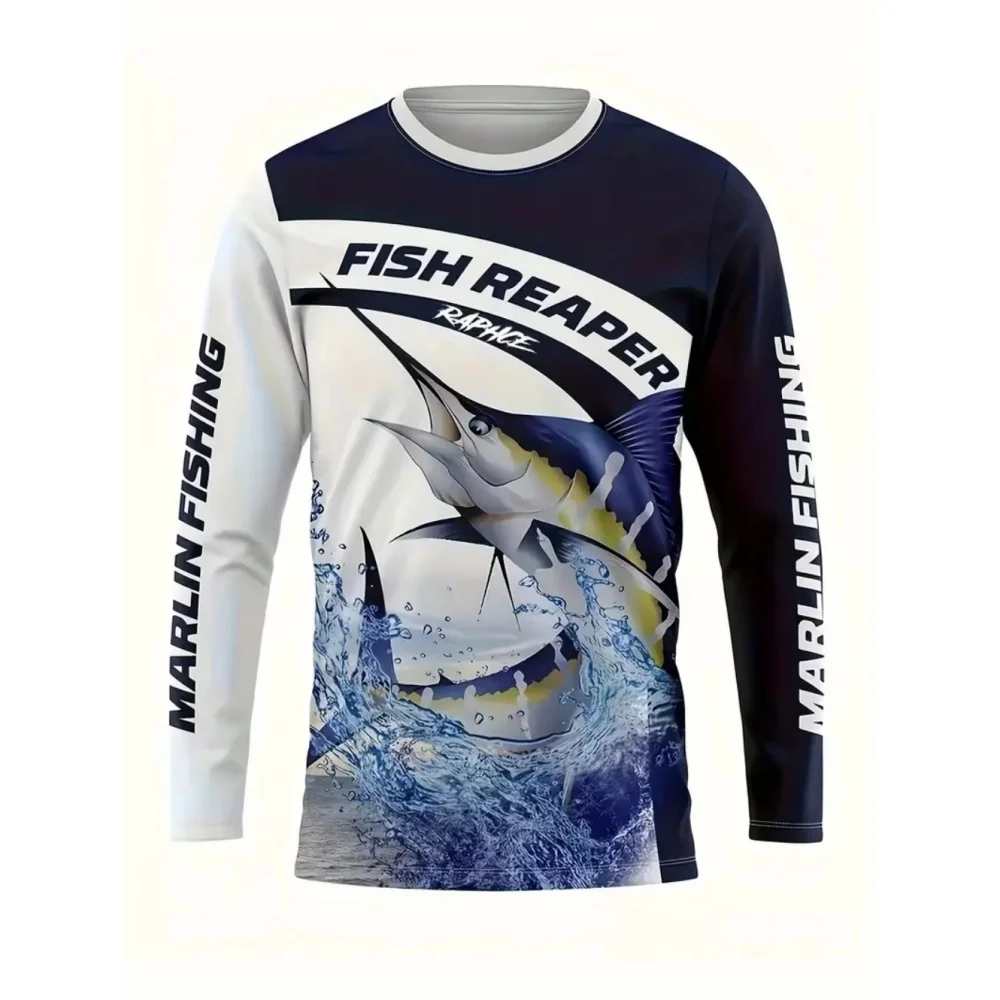 

Мужская футболка для рыбалки на открытом воздухе, мужская футболка с длинным рукавом с 3D принтом, осенний спортивный пуловер с круглым вырезом, повседневный мужской топ для кемпинга