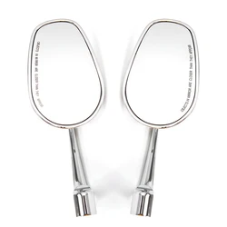 evomosa Motorcycle CHROME 8mm 10mm Rearview Mirror Universal Oval Mirror Multi Angle Adjustment EMARK Mirror