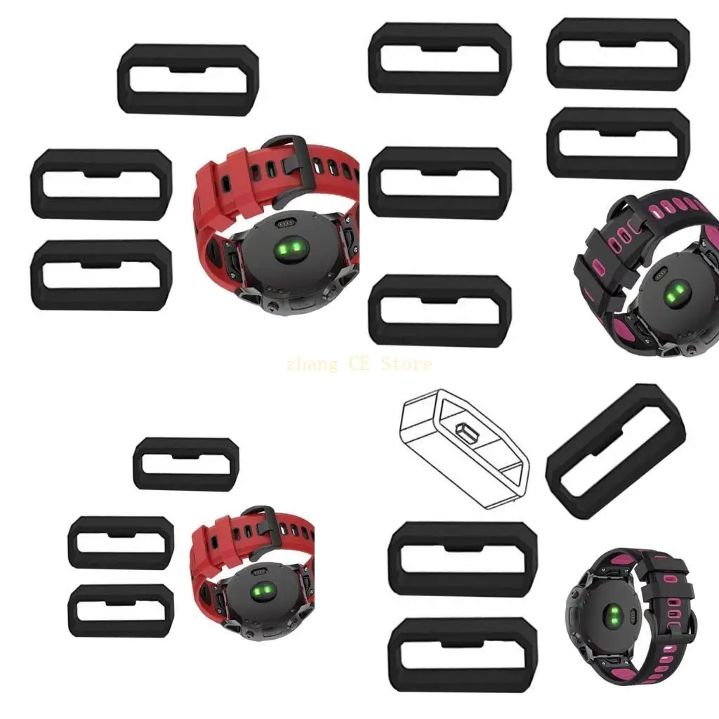 M5TD Silicone Watch Band Holder Retainer Loop Strap Rubber Ring Keeper 20/22/26mm