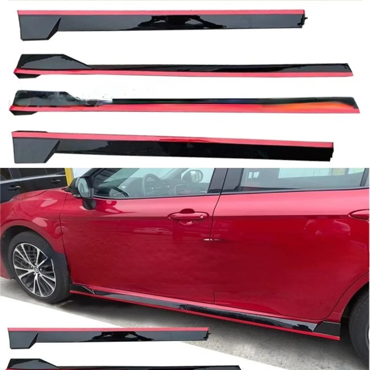 

For Toyota Camry 2018-2022 Exterior Accessories Car Side Skirt Lip Spoiler Extension Splitter Diffuser Guard Apron Body Kit