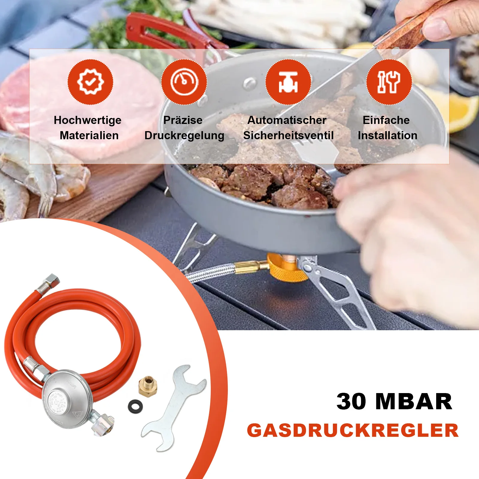 Set di regolatori di pressione per gas, kit di regolatori per propano con attacco filettato sinistro da 1/4" per bombole da 5 kg, 11 kg e 33 kg, adatto per barbecue a gas, fornelli da campeggio, stufe