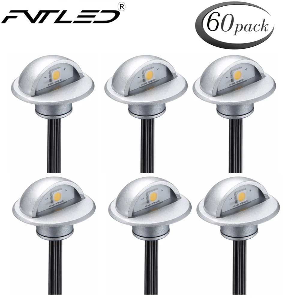 

FVTLED 60pcs LED Outdoor Garden Decoration Lamps Patio Wall Sconce Lights Path Stair Warm White LED Deck Light IP65 Waterproof