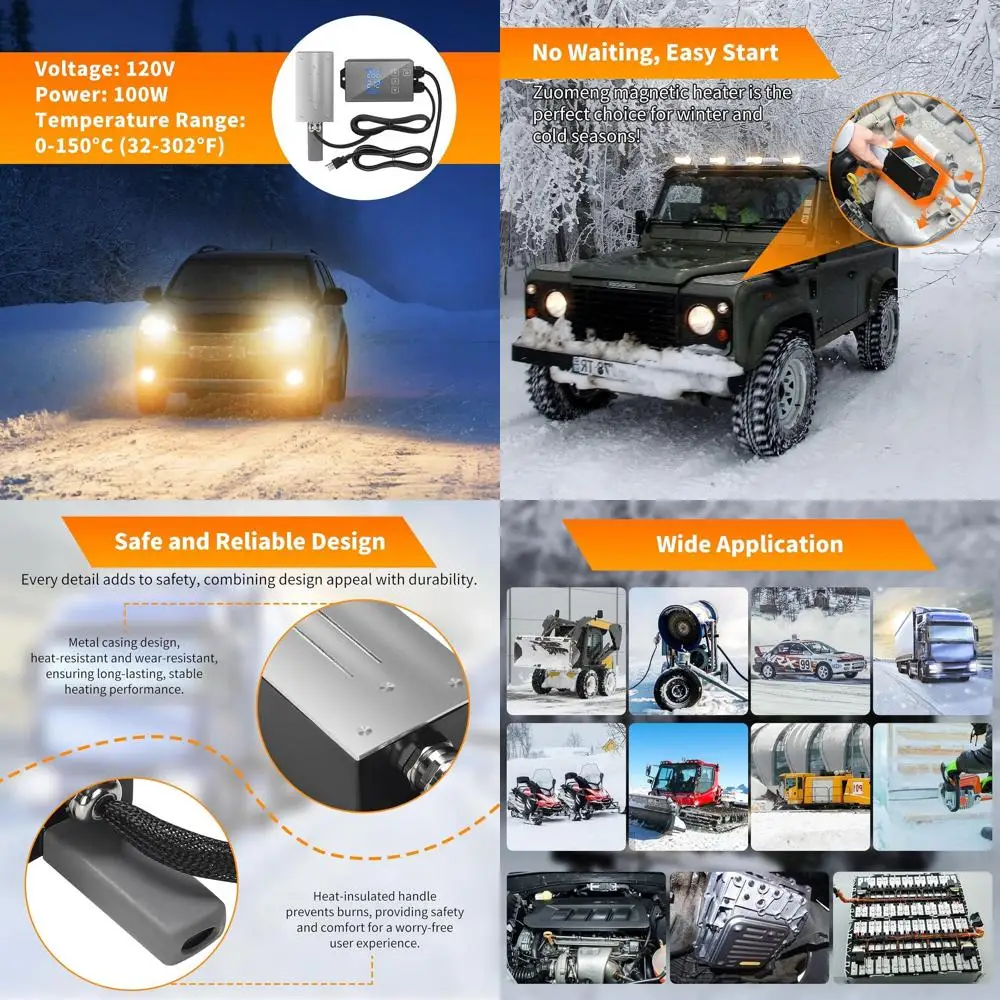 

Электрический нагреватель с магнитом 120 В, 100 Вт и интеллектуальным регулятором температуры (32-302 ° F Регулируемый), ЖК-дисплей для температуры в реальном времени и