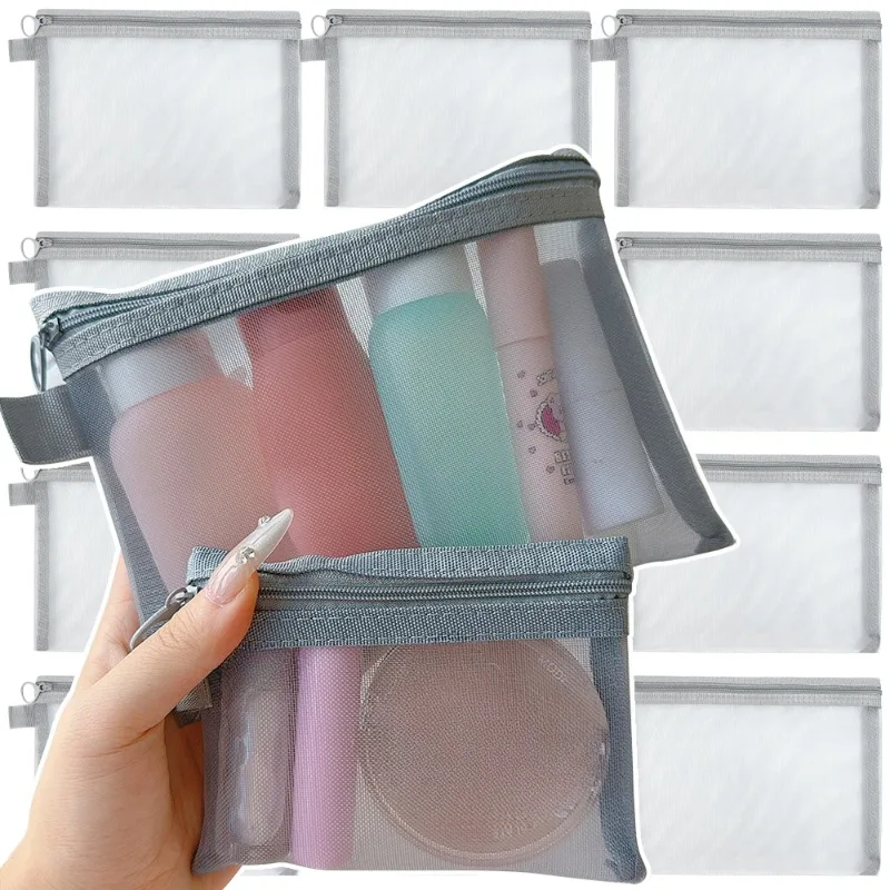 3pcs Black Transparent Mesh Make-up Bags S/M/L Large Capacity Outdoors Travelling Carry Wash Bag Toy Cosmetic Storage Bag Gifts