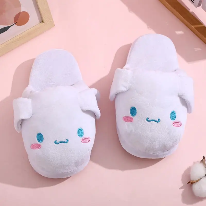 Тапочки Sanrio с аниме, шлепанцы с движущимися ушками, шлепанцы Kuromi Cinnamoroll для девочек, домашние противоскользящие шлепанцы, подарок для пары