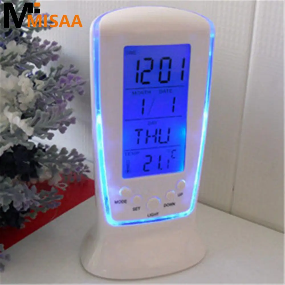 Table Clock Multifunctional Domestic Mini Blue Reminder Gift Alarm Clock Birthday Reminding Led Home Decoration Thermometer