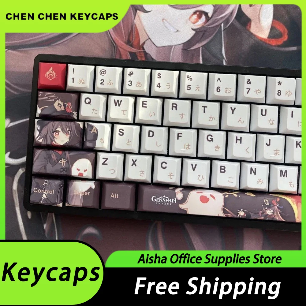 

Genshin Impact Anime Keycaps Cherry Height PBT Keycap 128 Keys Therimal Sublimation For Mechanical Keyboard PC Gamer Keycap Gift