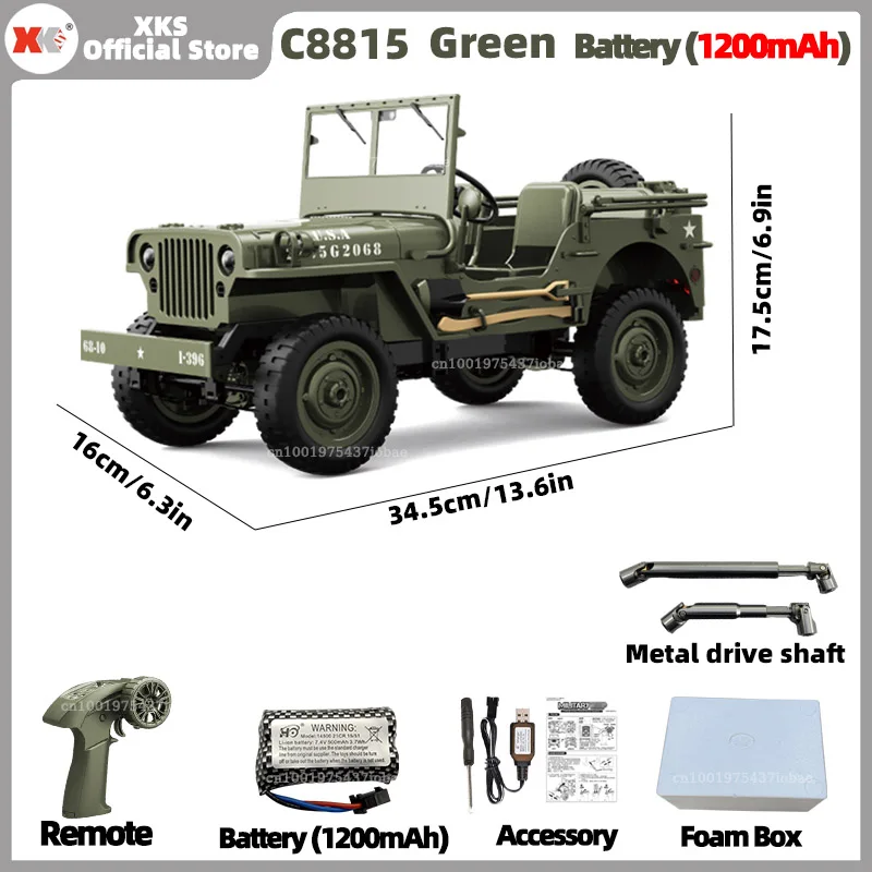 XKS JJRC C8815 1:10 Willys 1941MB schaal RC auto 2.4G 4WD afstandsbediening militair terreinwagen voor kinderen en volwassenen