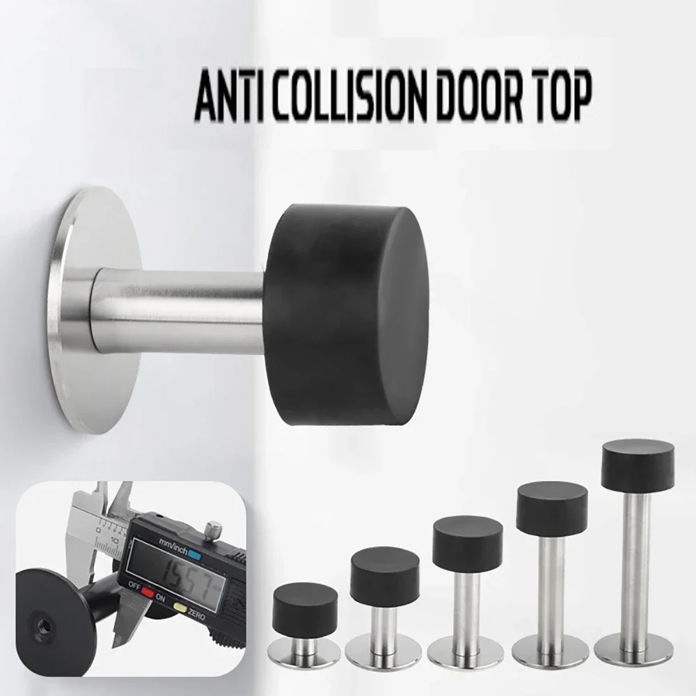 Stainless Steel Rubber Door Stop Non Punch Door Holder Door Stopper Floor Wall Mounted Nail-free Doorstop Door Hardware Accessor