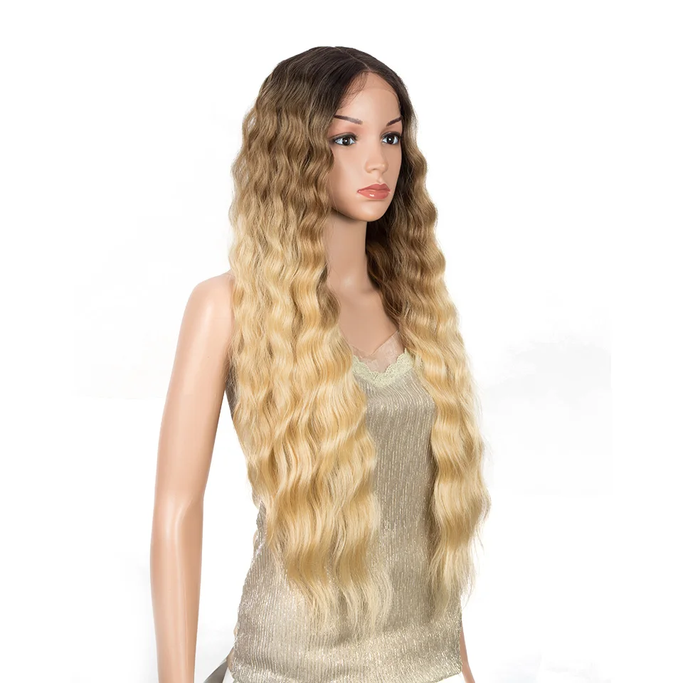 Synthetic Lace Wig 30 Inch Long Wavy Ombre Blonde Wig Cosplay Daily Hair Wigs Part Synthetic Wigs For Black Women Lace Wigs