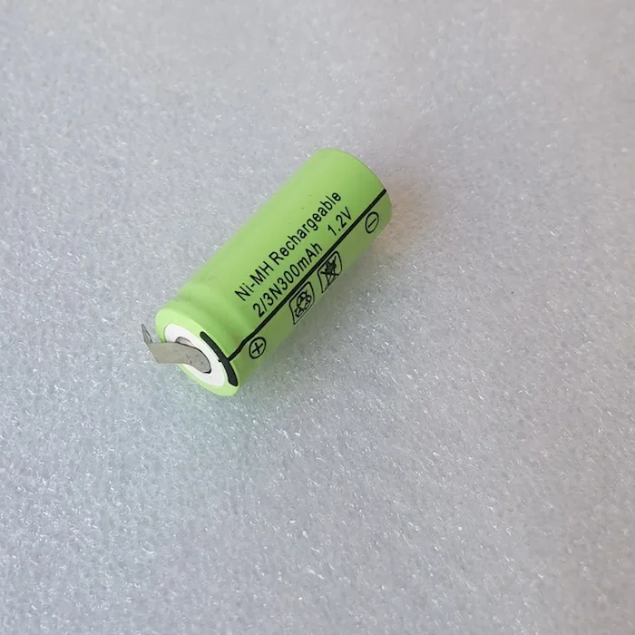 2/3N rechargeable battery 1.2v 300mah 2/3 N ni-cd cell with soldering tabs for electric shaver razor toothbrush