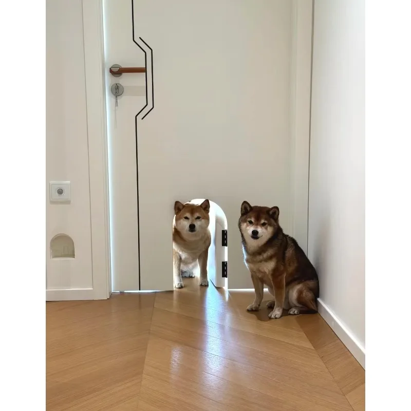 

Pet Friendly Eco Friendly Modern Interior Door 30" X 80" Dog Door Solid Wood Construction Soundproof Interior Wood Door