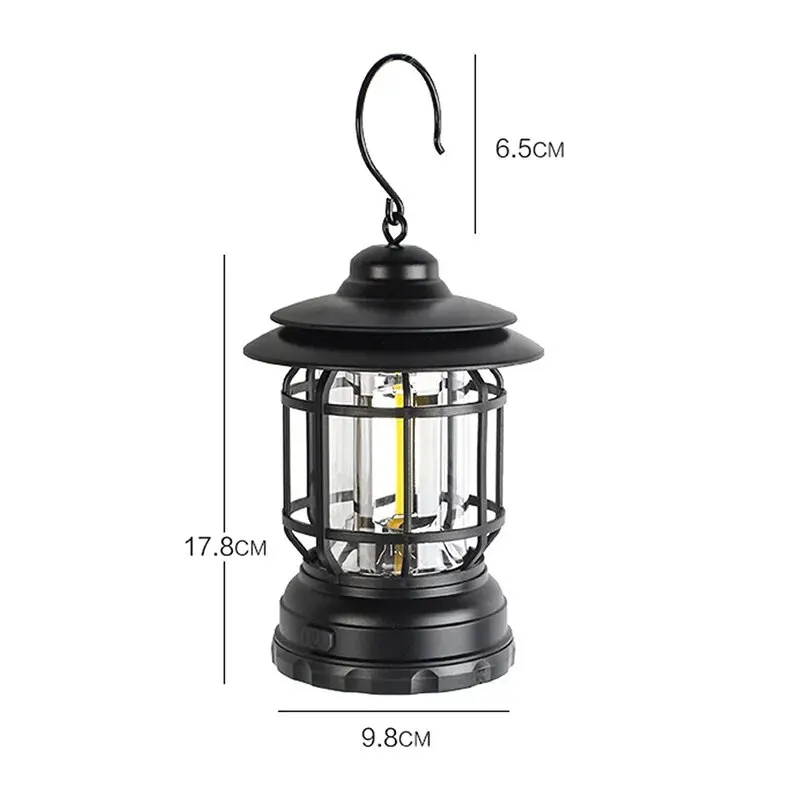 Retro Mini Camping Lantern Warm White Travel Tent Vintage Outdoor Lighting Portable Fishing Lamp Battery Version Without Battery