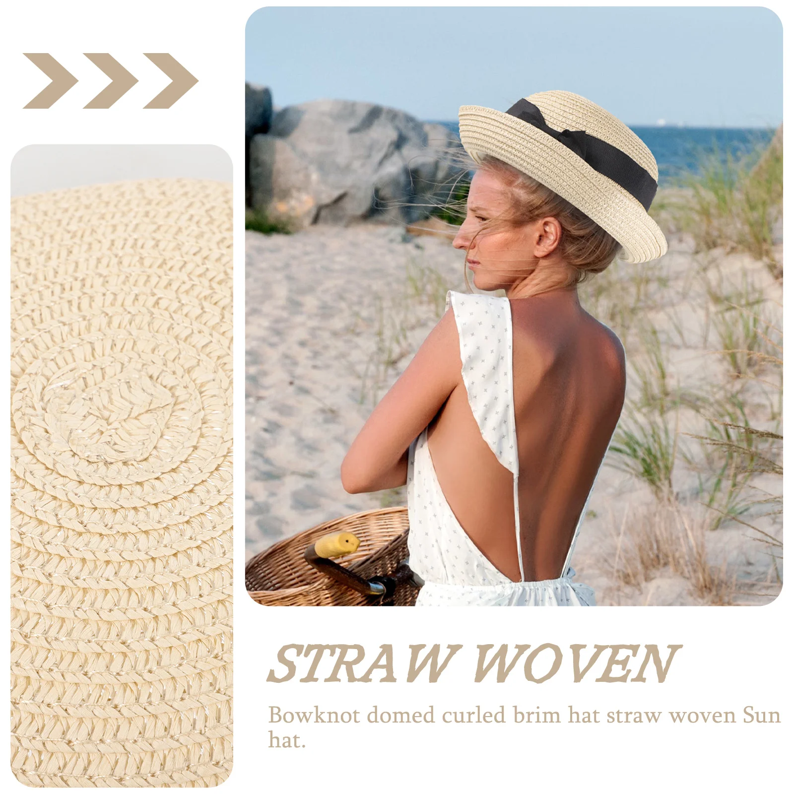 Summer Straw Hat Women Bowler Beach Visor Hats for Women's Sun Bell Shaped Outdoor