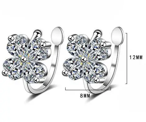 كامل مقلد مويسانيتي أقراط زهرة القرط أربع أوراق البرسيم كليب القرط للنساء 925 قرط فضي الاسترليني #6