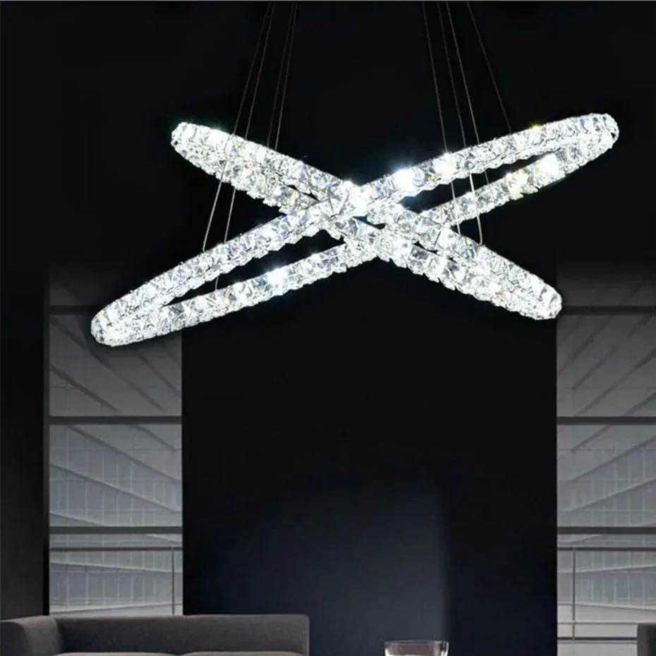 Crystal Dimmable Pendant Light Ring Pendant Lights Circle Rings Indoor Lamp Modern Crystal Pendant Light Circle Lamps Lighting
