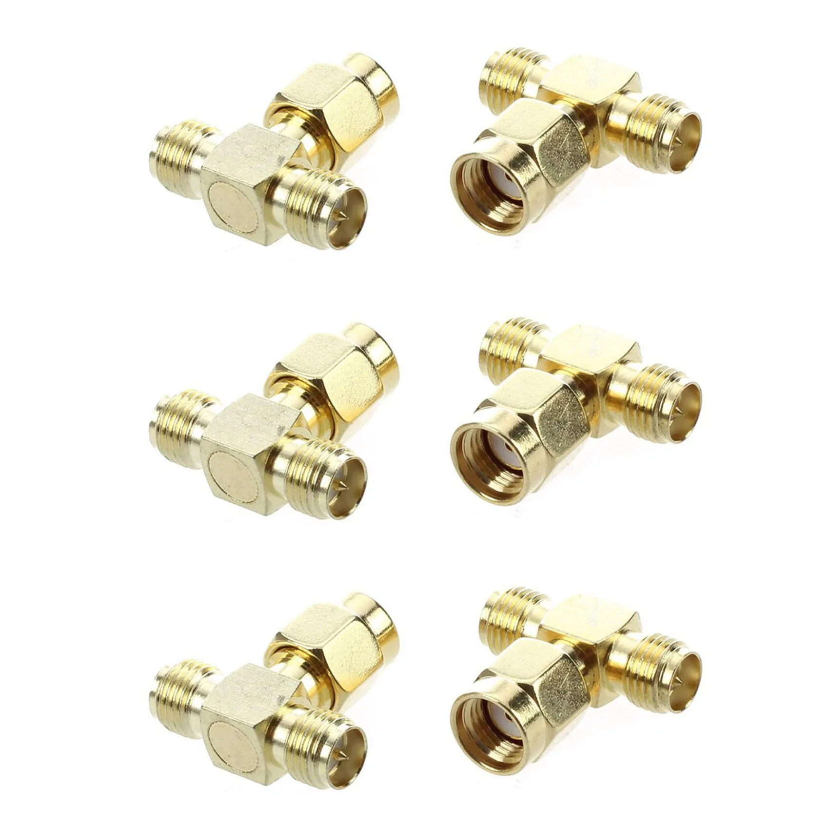 

6 Pcs RP SMA Male to Two RP SMA Female Triple T RF Adapter Connector 3 Way Splitter