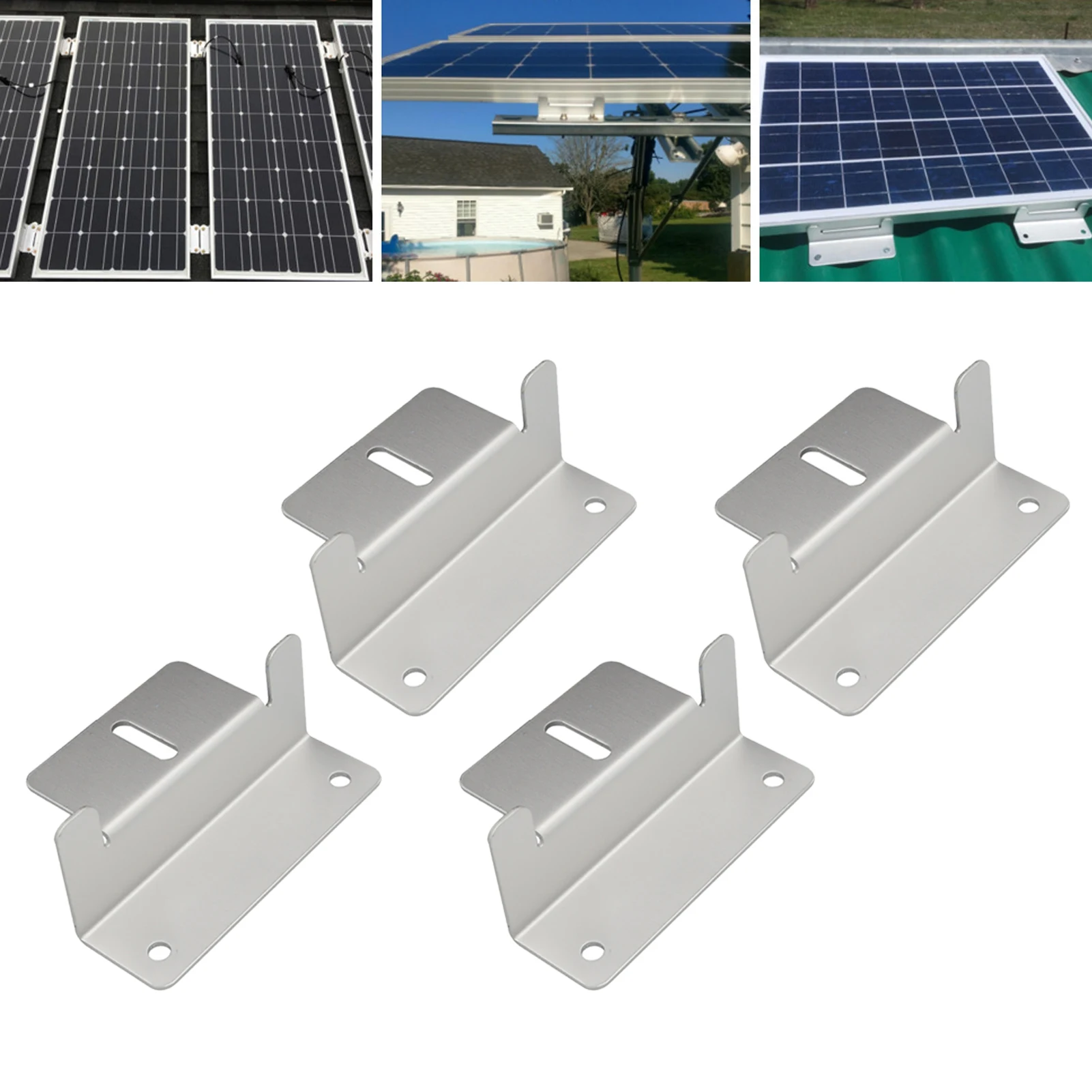 4PCS Solar Panel Z Brackets Mount Aluminum Alloy Photovoltaic Panel Mounting Bracket Screw Kit for RV Trailer Boat