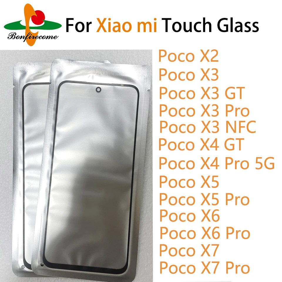 

10 шт./лот внешнее стекло сенсорного экрана для Xiaomi Poco X7 X5 X6 X4 X3 Pro X2 ЖК-объектив на передней панели с OCA