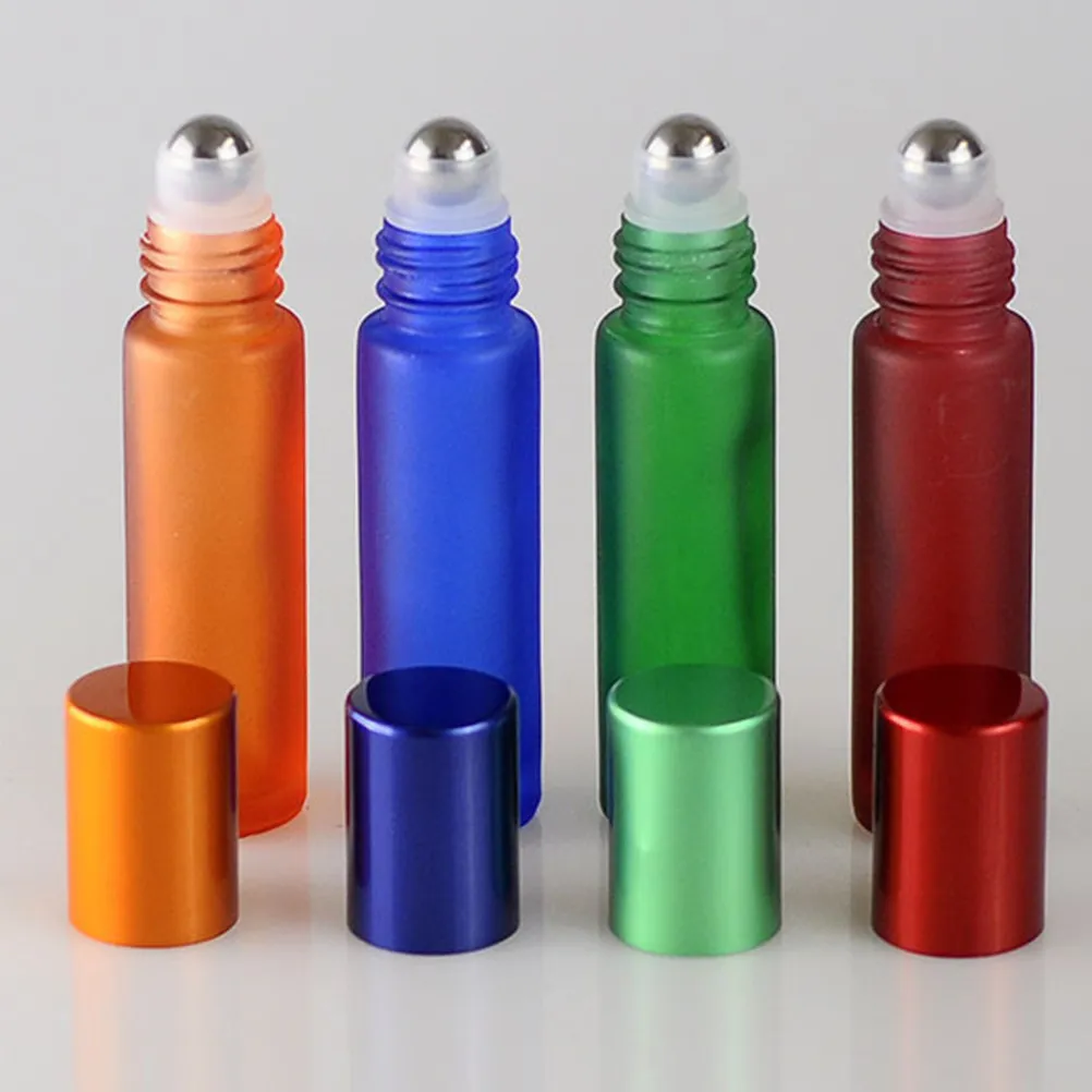 

12Pcs 10Ml Frosted Roll-on Bottles Plastic Steel Beads Leak-Resistant Portable Essential Oil Bottle Subpackaging Empty