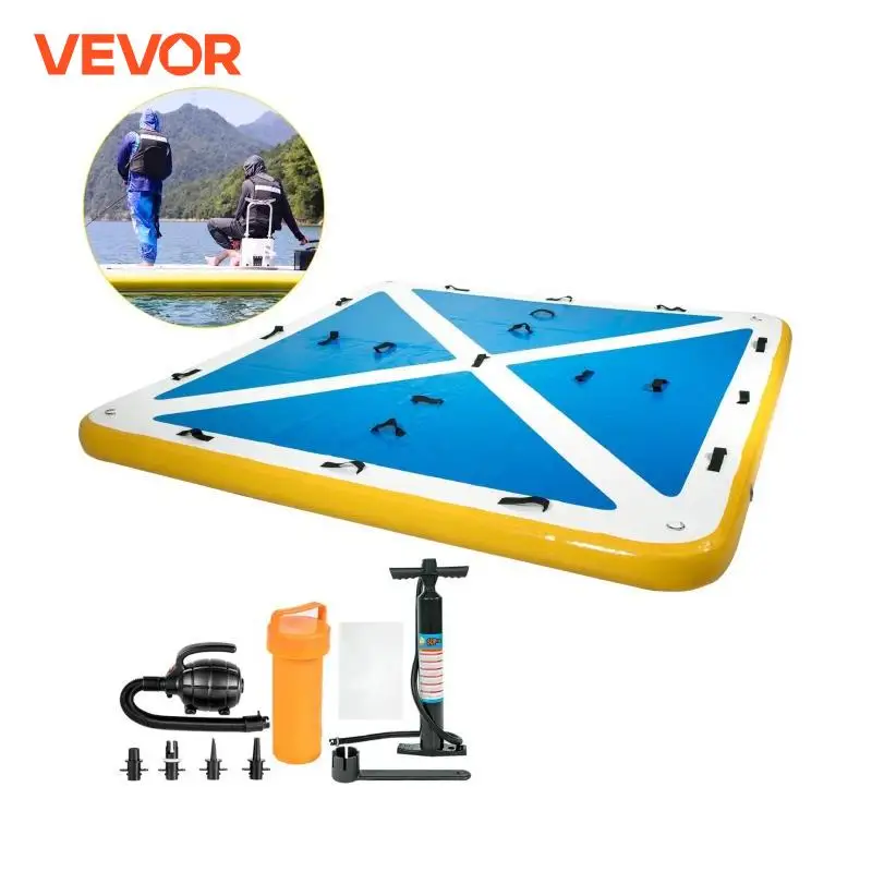 VEVOR Inflatable Floating Platform Large Dock Swim Platform With Electric Air Pump For Lake Pool Beach Ocean None-Slip Surface