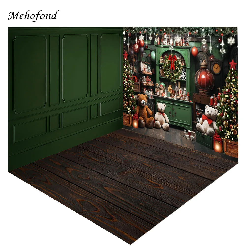 Mehofond Photography Background Christmas Green Room Toy Gifts Xmas Trees Snow Kids Family Portrait Decor Backdrop Photo Studio