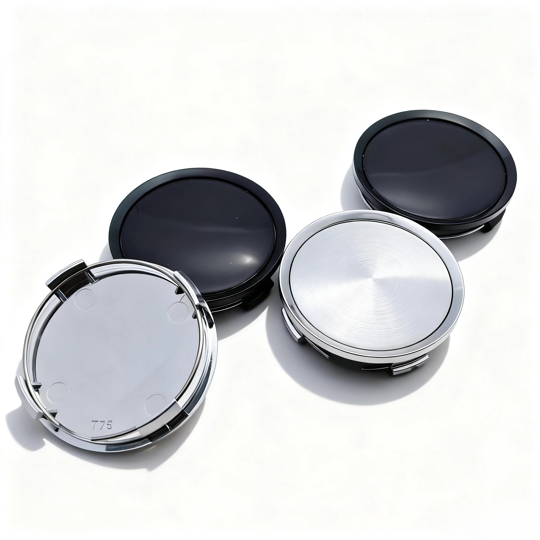 4pcs No Logo Black/Silver Emblem Car Wheel Center Caps 74MM Clips 69MM Wheels Hub Cap Rim Hubcaps Dust Cover Car Accessories