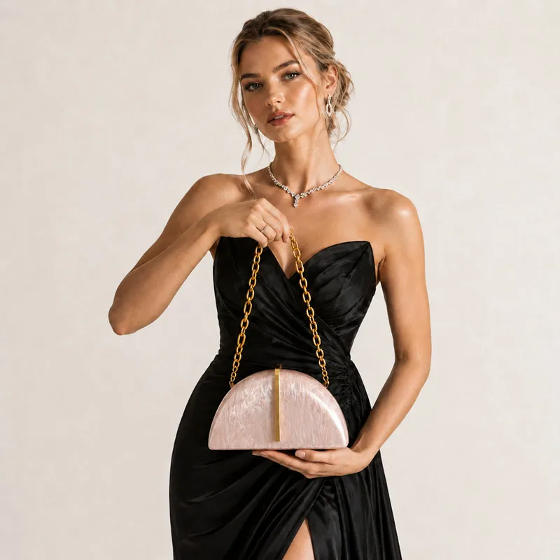 2026 New Design Women‘s Acrylic Shaped Shell Clutch Bag Brand Luxury Box Handbag and Purse Wedding Shoulder Crossbody Bag