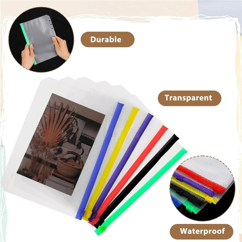 

SB-36Pcs A5 Binder Pockets 6 Hole A5 Binder Inserts With 42 Adhesive Binder Tabs For 6 Ring Notebook Binders