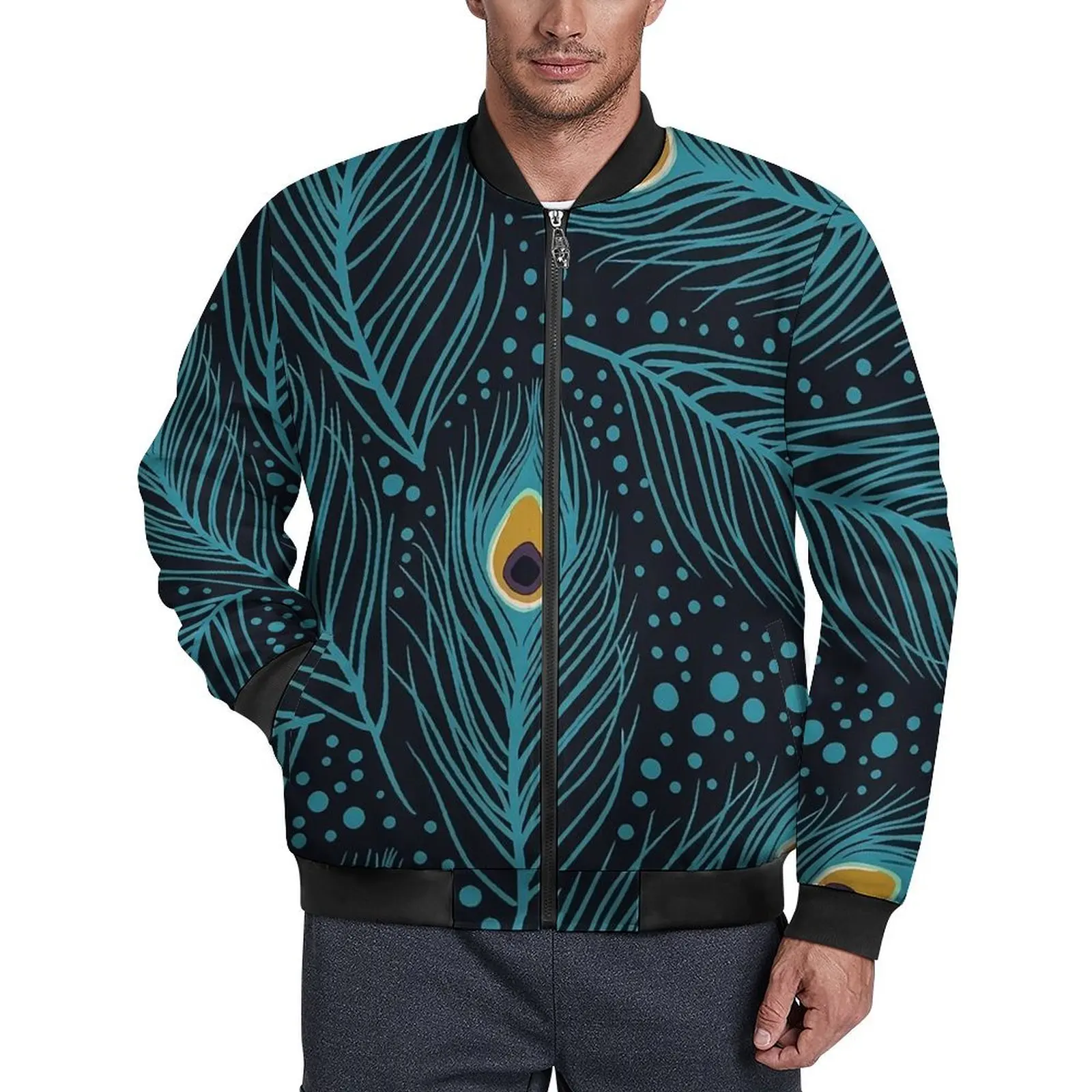 

Повседневные куртки с принтом павлиньих перьев, мужские пальто, осенняя уличная модная куртка с капюшоном и графикой, классическая ветровка, большие размеры